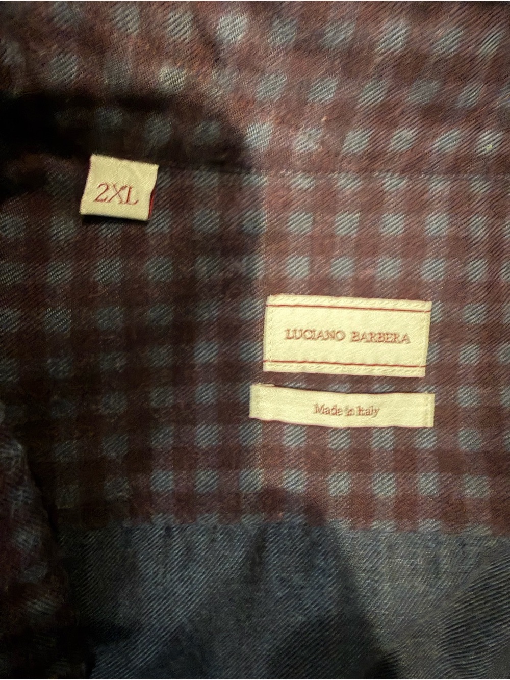 Luciano Barbera Dark Navy and Black Checked Cotton Button-Down Shirt - Picture 3 of 4
